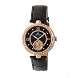 Empress Stella Automatic Semi-Skeleton Dial Leather-Band Watch - Black/Rose Gold EMPEM2105