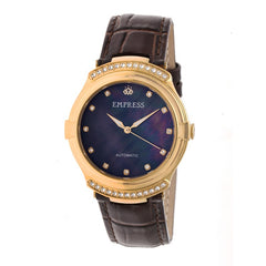 Empress Francesca Automatic MOP Leather-Band Watch - Dark Brown EMPEM2203