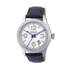 Heritor Automatic Barnes Leather-Band Watch w/Date - Silver/Navy HERHR7102