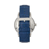 Heritor Automatic Landon Semi-Skeleton Leather-Band Watch - Silver/Blue HERHR7704