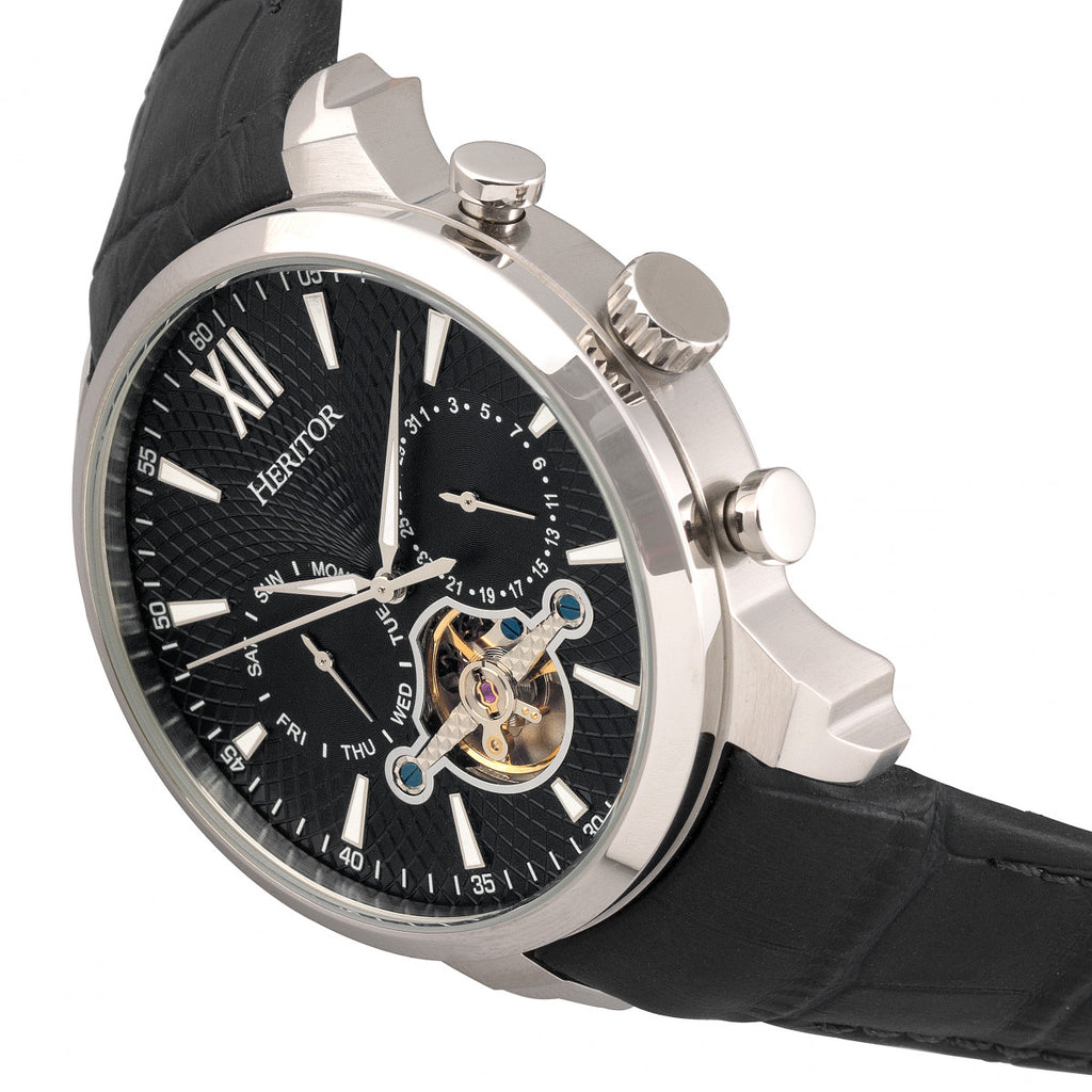 Heritor Automatic Arthur Men's Watch Black Band Silver Case HERHR7902 ...