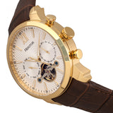 Heritor Automatic Arthur Semi-Skeleton Leather-Band Watch w/ Day/Date - Gold/Silver HERHR7904