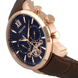 Heritor Automatic Arthur Semi-Skeleton Leather-Band Watch w/ Day/Date - Rose Gold/Black HERHR7906
