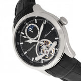 Heritor Automatic Gregory Semi-Skeleton Leather-Band Watch - Black HERHR8102