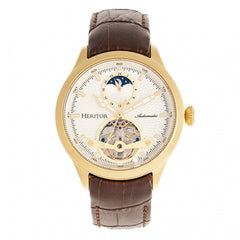 Heritor Automatic Gregory Semi-Skeleton Leather-Band Watch - Gold/Brown HERHR8103