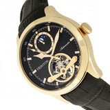 Heritor Automatic Gregory Semi-Skeleton Leather-Band Watch - Gold/Black HERHR8104
