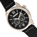 Heritor Automatic Wellington Leather-Band Watch - Silver/Black HERHR8201