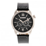 Heritor Automatic Wellington Leather-Band Watch - Silver/Black HERHR8201