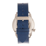 Heritor Automatic Wellington Leather-Band Watch - Silver/Blue HERHR8202