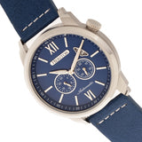 Heritor Automatic Wellington Leather-Band Watch - Silver/Blue HERHR8202