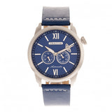 Heritor Automatic Wellington Leather-Band Watch - Silver/Blue HERHR8202