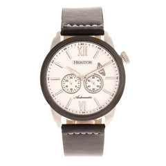 Heritor Automatic Wellington Leather-Band Watch - Black/White HERHR8203