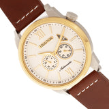 Heritor Automatic Wellington Leather-Band Watch - Brown/Gold/White HERHR8204