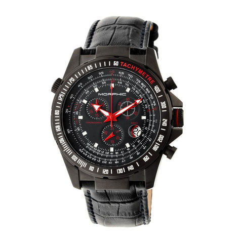 Morphic M36 Series Leather-Band Chronograph Watch - Black MPH3605