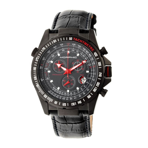 Morphic M36 Series Leather-Band Chronograph Watch - Black/Charcoal MPH3607