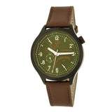 Morphic M44 Series Dual-Time Leather-Band Watch w/ Retrograde Date - Black/Green MPH4406