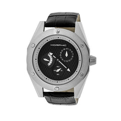 Morphic M46 Series Leather-Band Men's Watch w/Date - Silver/Black MPH4602