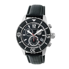 Morphic M51 Series Chronograph Leather-Band Watch w/Date - Silver/Black