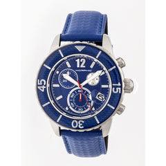 Morphic M51 Series Chronograph Leather-Band Watch w/Date - Silver/Blue MPH5107