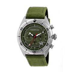 Morphic M53 Series Chronograph Fiber-Weaved Leather-Band Watch w/Date - Silver/Olive MPH5302