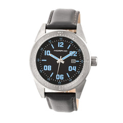 Morphic M63 Series Leather-Band Watch w/Date - Silver/Black
