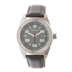 Morphic M63 Series Leather-Band Watch w/Date - Silver/Grey MPH6303