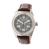 Morphic M63 Series Leather-Band Watch w/Date - Grey/Brown MPH6305