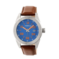 Morphic M63 Series Leather-Band Watch w/Date - Blue/Brown MPH6306