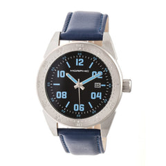 Morphic M63 Series Leather-Band Watch w/Date - Black/Blue MPH6308