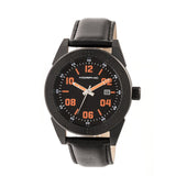 Morphic M63 Series Leather-Band Watch w/Date - Black/Black-Orange MPH6310