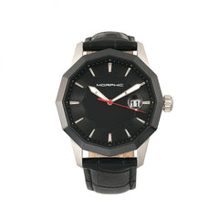 Morphic M56 Series Leather-Band Watch w/Date - Silver/Black