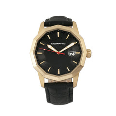 Morphic M56 Series Leather-Band Watch w/Date - Gold/Black MPH5603