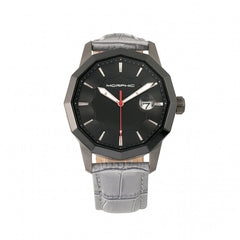 Morphic M56 Series Leather-Band Watch w/Date - Black/Grey MPH5605