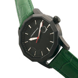 Morphic M56 Series Leather-Band Watch w/Date - Black/Green MPH5607