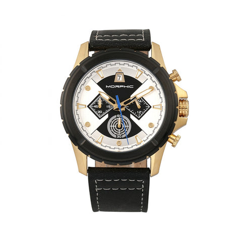 Morphic M57 Series Chronograph Leather-Band Watch - Gold/Black MPH5703
