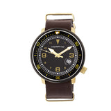 Morphic M58 Series Nato Leather-Band Watch w/ Date - Gold/Dark Brown MPH5804