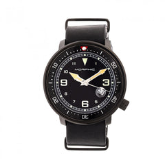 Morphic M58 Series Nato Leather-Band Watch w/ Date - Black