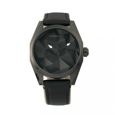 Morphic M59 Series Leather-Overlaid Canvas-Band Watch - Black MPH5905