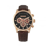 Morphic M60 Series Chronograph Leather-Band Watch w/Date - Rose Gold/Brown MPH6004