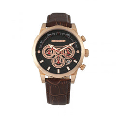 Morphic M60 Series Chronograph Leather-Band Watch w/Date - Rose Gold/Brown