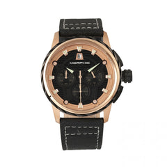 Morphic M61 Series Chronograph Leather-Band Watch w/Date - Rose Gold/Black MPH6103
