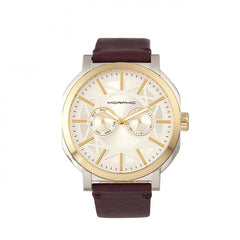 Morphic M62 Series Leather-Band Watch w/Day/Date - Gold/Plum MPH6204