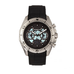 Morphic M66 Series Skeleton Dial Leather-Band Watch w/ Day/Date - Silver/Black
