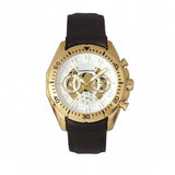 Morphic M66 Series Skeleton Dial Leather-Band Watch w/ Day/Date - Gold/Dark Brown MPH6604