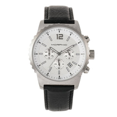 Morphic M67 Series Chronograph Leather-Band Watch w/Date - Silver/Black