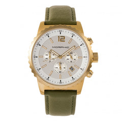 Morphic M67 Series Chronograph Leather-Band Watch w/Date - Gold/Olive