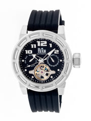 Reign Rothschild Automatic Semi-Skeleton Watch w/Day/Date - Silver/Black