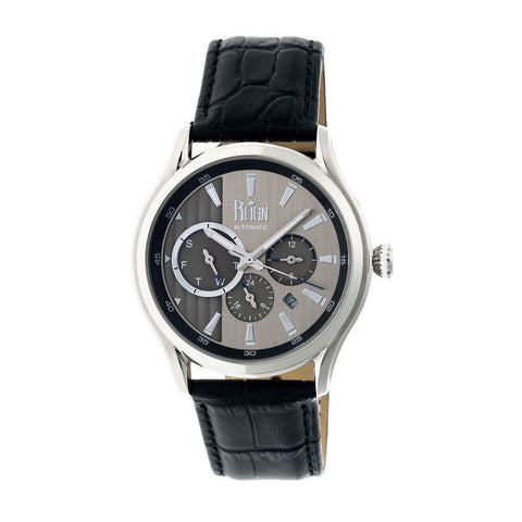 Reign Gustaf Automatic Leather-Band Watch - Black/Silver REIRN1501
