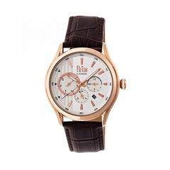 Reign Gustaf Automatic Leather-Band Watch - Brown/Rose Gold REIRN1504