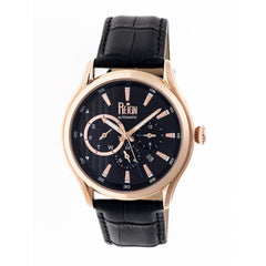 Reign Gustaf Automatic Leather-Band Watch - Black/Rose Gold REIRN1505